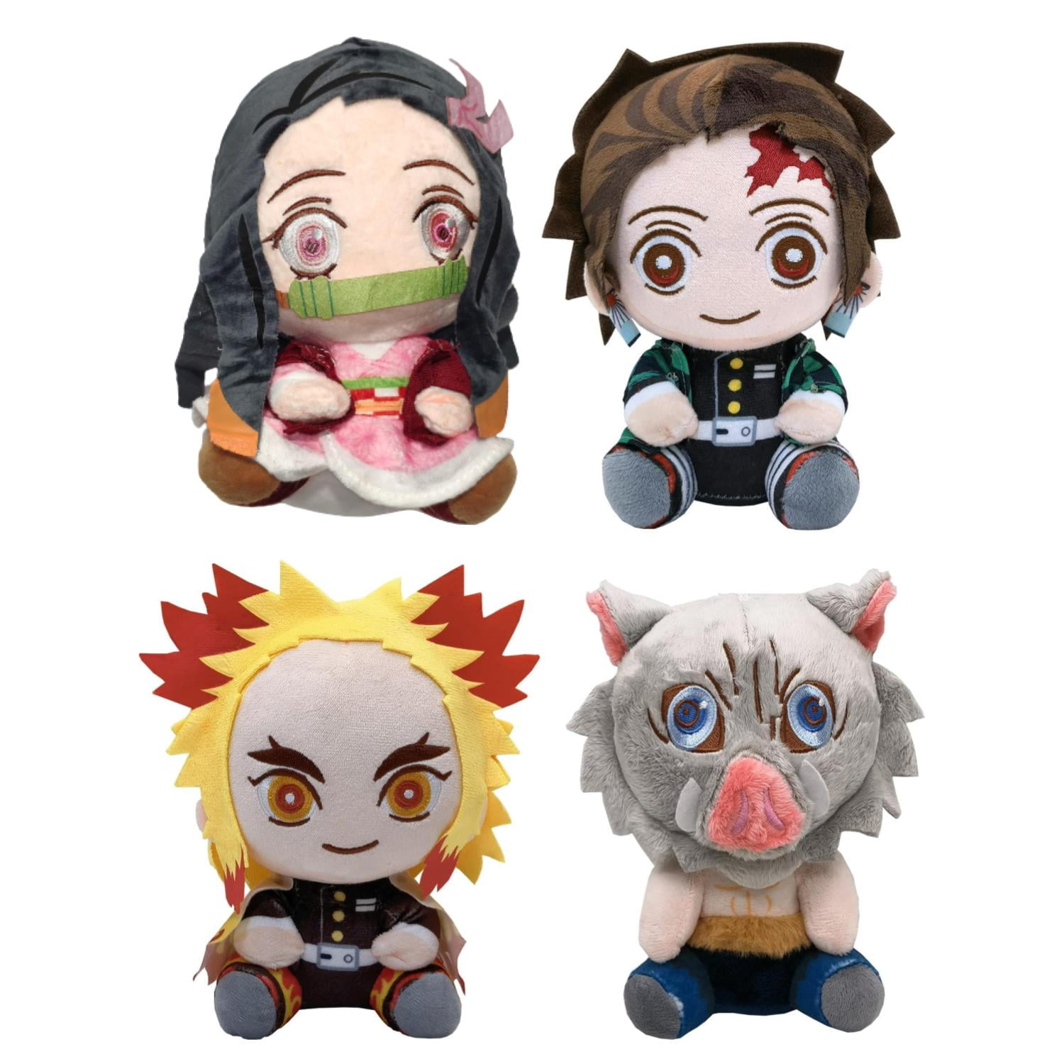 Total Click - Pack 4 Peluches De 20cm Demon Slayer Anime