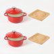 thumbnail image 3 of Juego de 2 mini ollas holandesas HAWOK de 14 cm, 23 oz, color rojo, 3 of 5