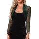 thumbnail image 1 of Chaqueta de Satén para Vestidos de Noche de Mujer Malla Formal Cubierta Abierta Frontal Manga Larga Bolero Corto XL Verde Oscuro, 1 of 6