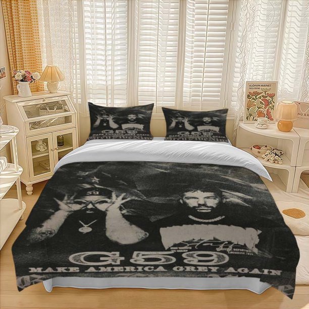 3pcs G59 Group Black And White Street Style Theme Bedding Three-Piece Set Duvet Cover Pillowcase Set Soft