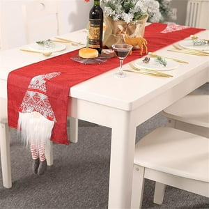 Veat00L - Bandera De Mesa De Navidad, Decoración De Lino Navideño Enano 3D De Papá Noel, Camino De Decoración De Mesa Navideña De 13 X 71 Pulgadas, Decoración De Fiesta De Lino Largo