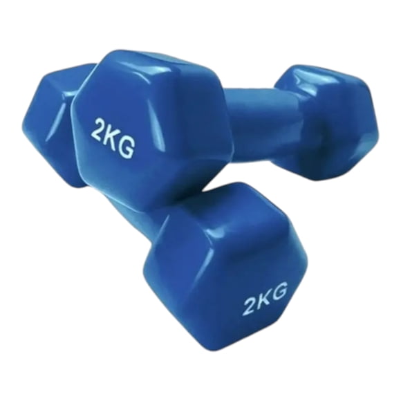 Mancuernas PWRFitness 2 Kg Neopreno Azul Set 2 Unidades Para Entrenamiento