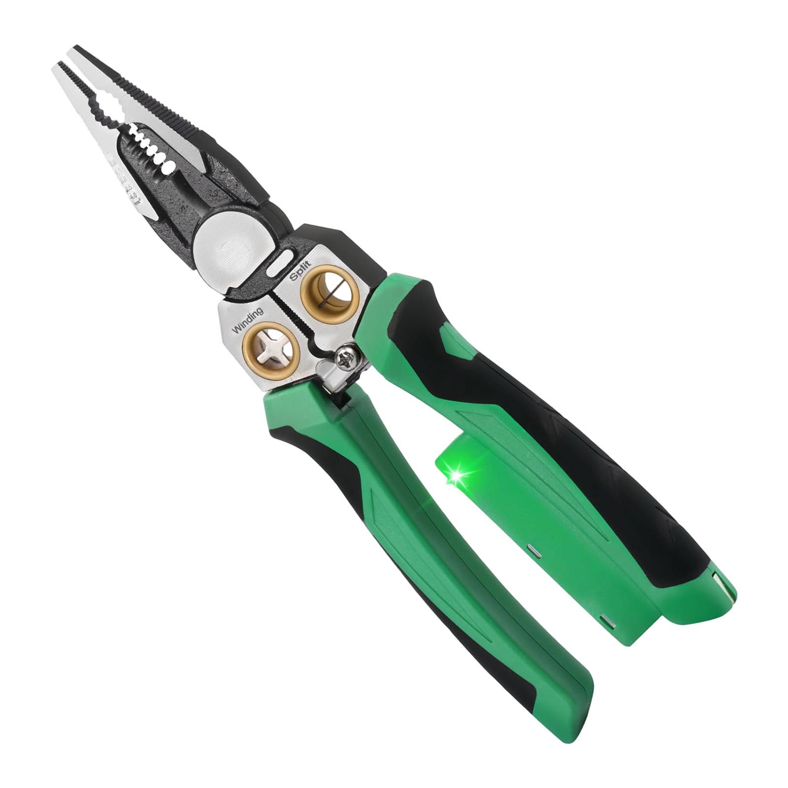 Magideal - Alicates Pelacables 8 En 1, Herramienta De Cableado, Comprobador De Voltaje, Corte De Cables Para Engarzar Electrodomésticos, Trabajos De Electricista