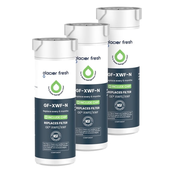 Filtro de agua GLACIER FRESH compatible con GE XWFE, paquete de 3