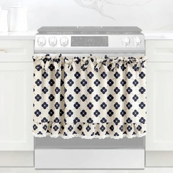 Cortina cyberplex 77 cm azul marino con diseño floral, algodón‑poliéster