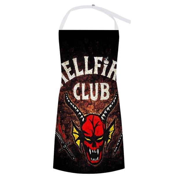 The Hellfire Club delantal temático para cocinar, esencial para el hogar, delantal de barbacoa/bufanda de cocina con bolsillos para hombres y mujeres, regalo para el hogar