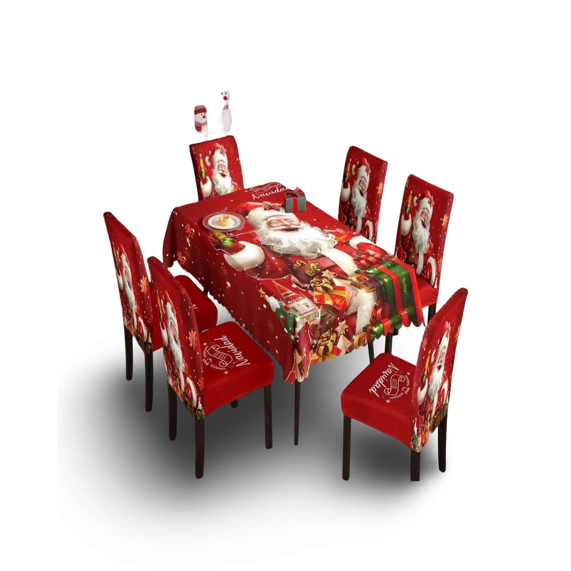 Mylhogar - Mantel De Navidad Mas 6 Fundas De Sillas
