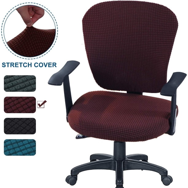 Funda para silla de oficina, 2 piezas, elástica, universal, para ordenador, giratoria, lavable, de licra