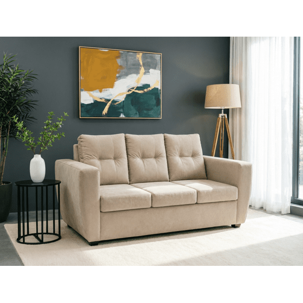 Sofa Alabama 3 cuerpos Tela Felpa Beige