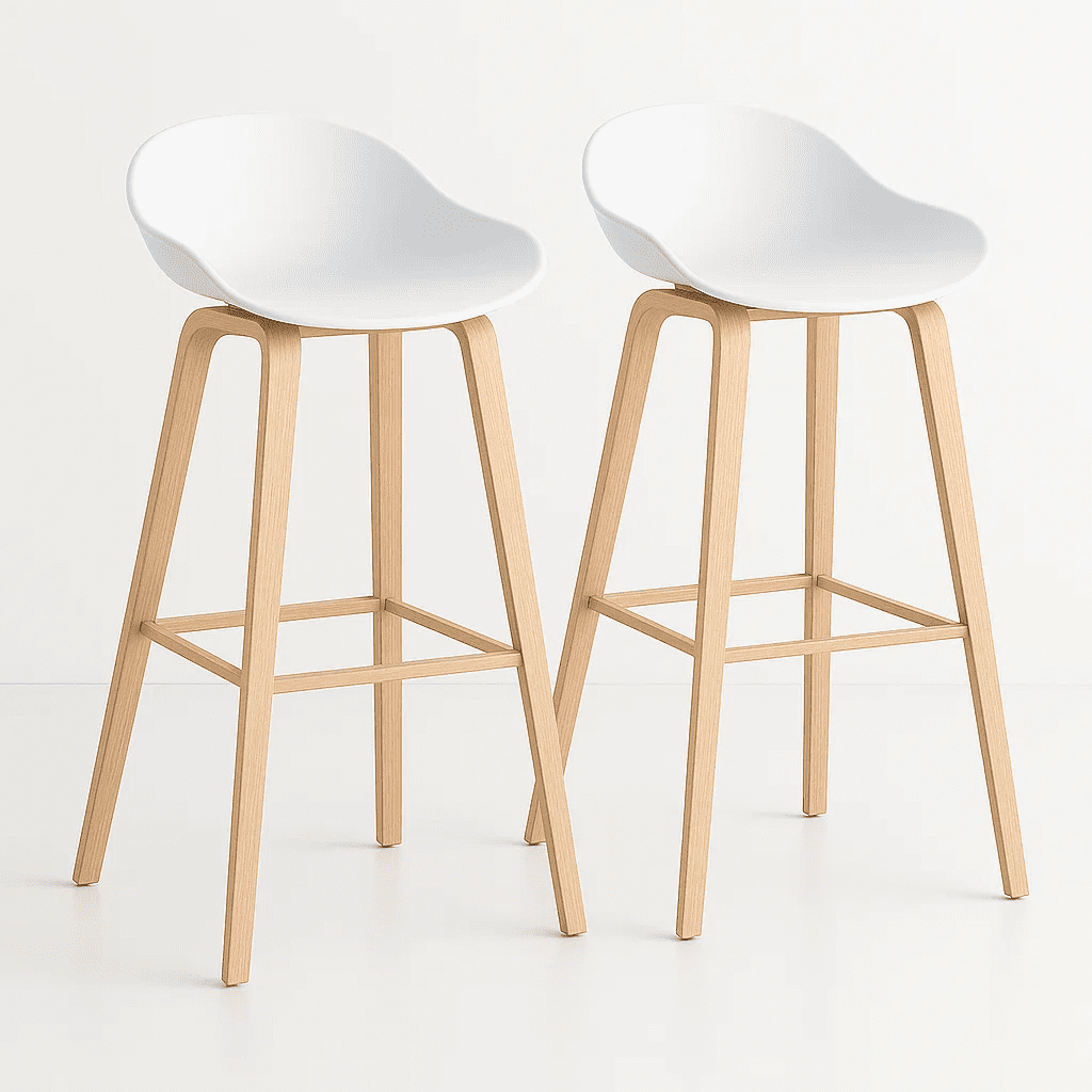 Klik Muebles - Pack De 2 Taburetes Piso Bar Nordic - Blanco