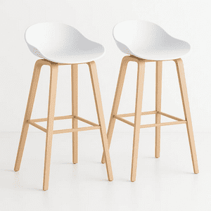 Klik Muebles - Pack De 2 Taburetes Piso Bar Nordic - Blanco