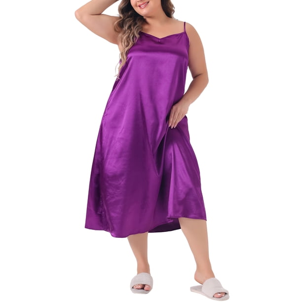Agnes Orinda Conjuntos de Halloween Tallas Grandes Camisones para Mujeres Camisón de Satén con Cuello en V Sin Mangas Vestido de Dormir 4X Púrpura
