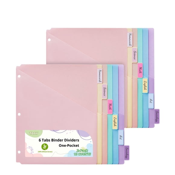 Separadores de carpeta Tbay 6 pestañas de paja de trigo (2 unidades)