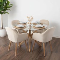 Pandalino - Comedor Mesa Redonda Equiz 120Cm + 4 Butacas Almer Beige