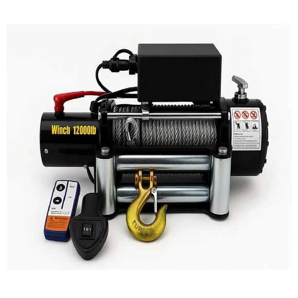 Winche eléctrico 12000 lbs con control remoto y cable de acero