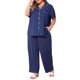 thumbnail image 4 of Agnes Orinda Conjunto de Pijama de 2 Piezas para Mujer de Talla Grande Manga Corta Cuello con Solapa Abotonado, 4 of 6