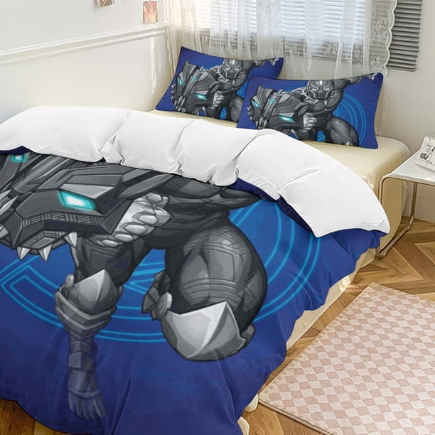 Black Panther Bedding Comforter Sets 3-Piece Bedding Set Soft Warm Bed Set for Bedroom All Season