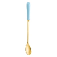 Xmhytop 2 Piezas Cucharas Para Postres De Acero Inoxidable Oro Azul, 17.5X2.4 Cm - Ideal Para Helados, Flanes Y Decoración De Postres