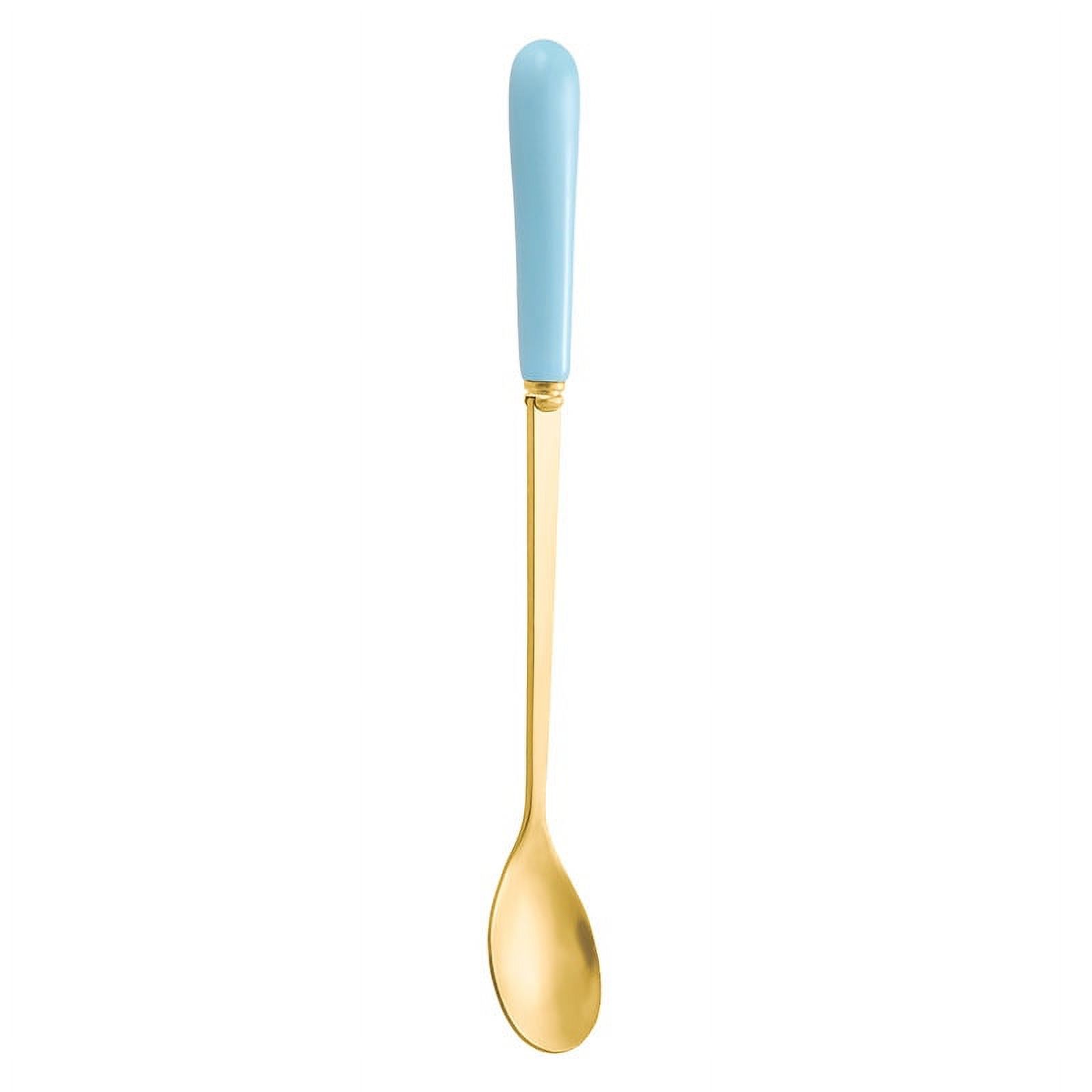 Xmhytop 2 Piezas Cucharas Para Postres De Acero Inoxidable Oro Azul, 17.5X2.4 Cm - Ideal Para Helados, Flanes Y Decoración De Postres
