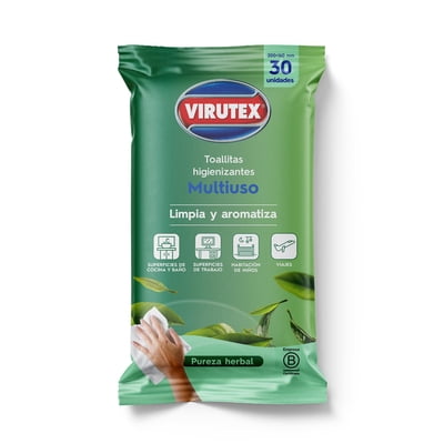 Wipes Toallas Humedas Higienizantes Herbal 30 Un Virutex