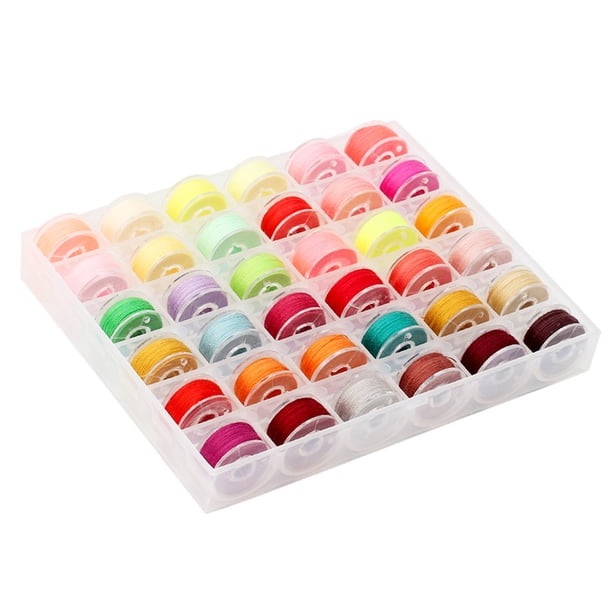 Caja de bobina transparente de 36 rejillas con bobina de hilo con color fijo, color brillante, color frío, caja de hilo de coser de 36 colores.