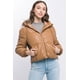 thumbnail image 2 of Chaqueta Puff Con Capucha Y Cierre De Cuero Sintético Pu Camel, 2 of 5
