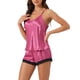 thumbnail image 4 of INSPIRE CHIC Conjunto de Pijama de Satén para Mujer sin Mangas con Escote en V con Encaje Cruzado en la Espalda y Pantalones Cortos Ropa de Dormir Sedosa L Rosa, 4 of 6