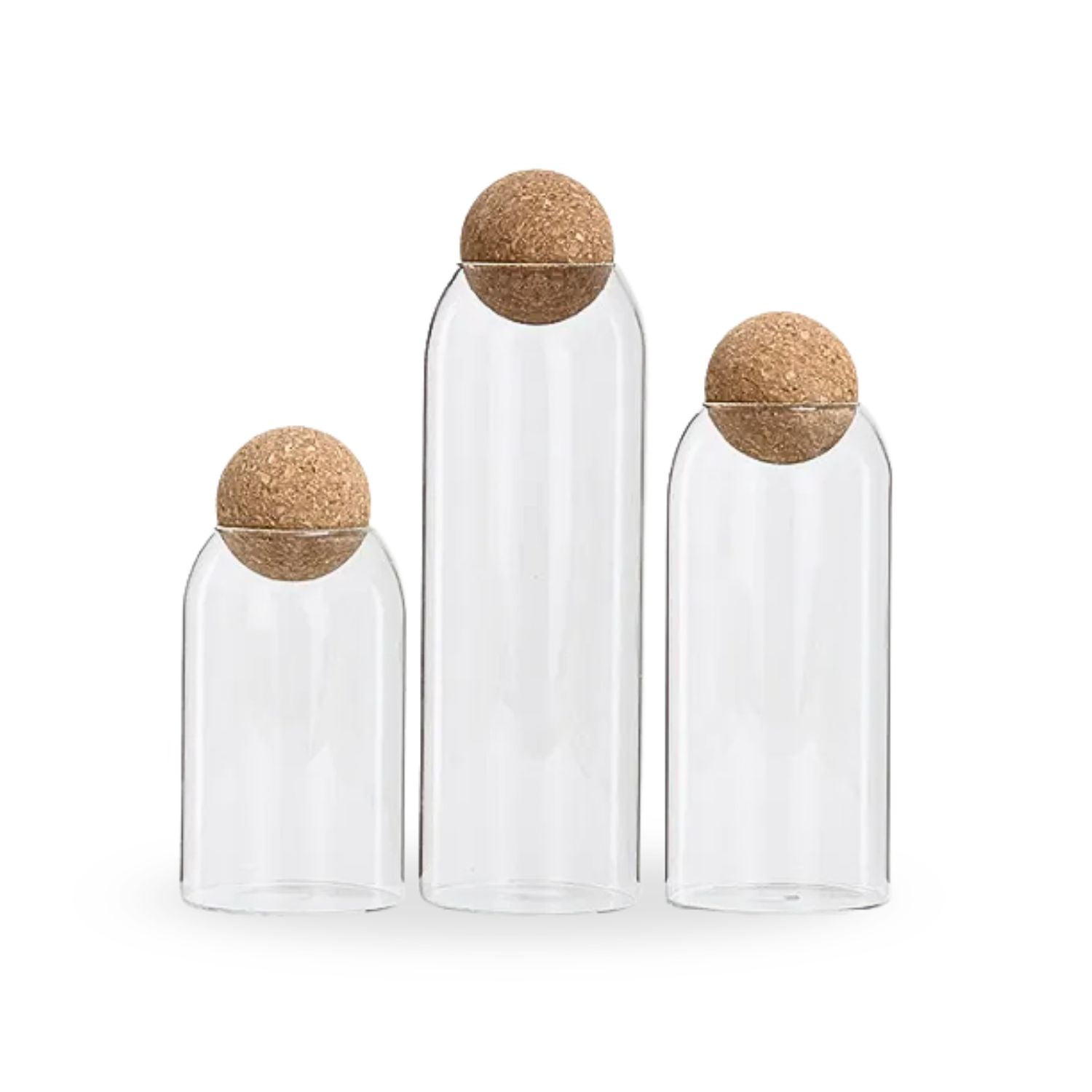 Santú Home & Deco - Contenedor De Vidrio Y Tapa De Corcho Set 3un