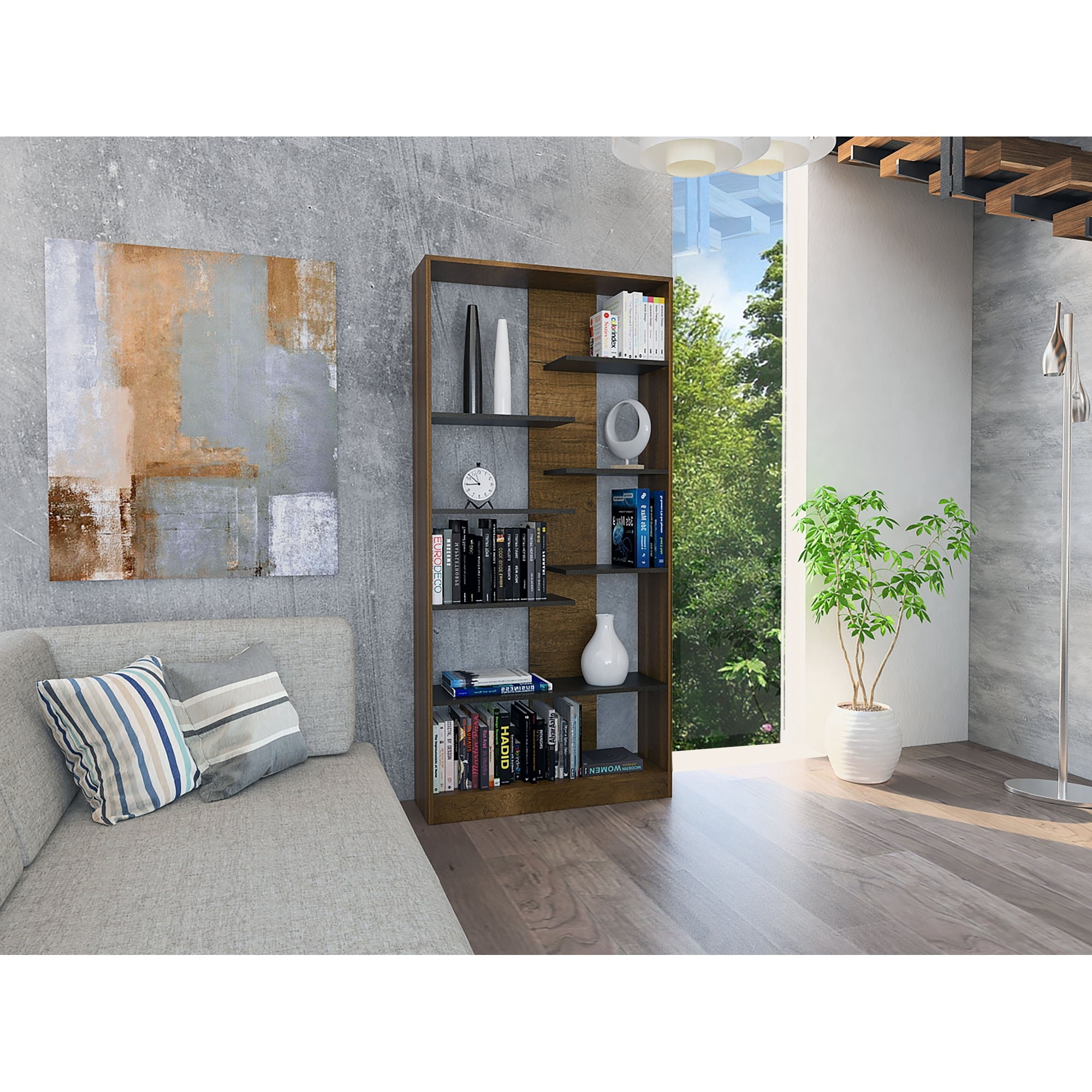 Tuhome - Biblioteca Classic Color Caramelo Y Wengue 170x80x26 Cm