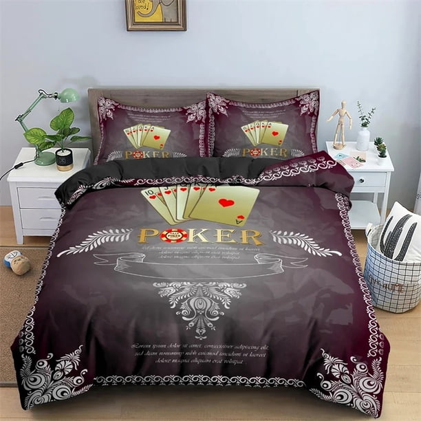Playing Cards Pattern Bedding SetDuvet Cover Comforter Bed Set Quilt Cover Pillowcase Boys Girls Adults
