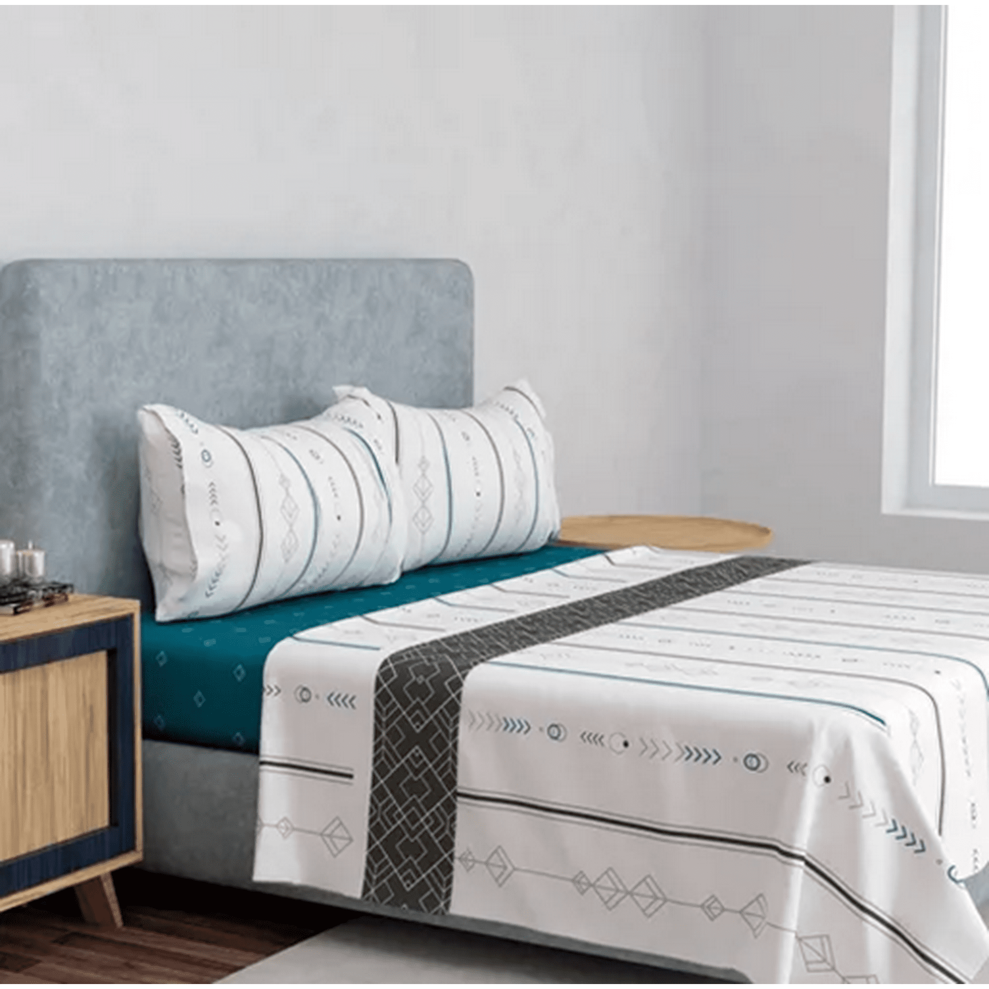 Genérico - Set Sabanas Premium Compose 1.5 Plaza Doral Color Geometric