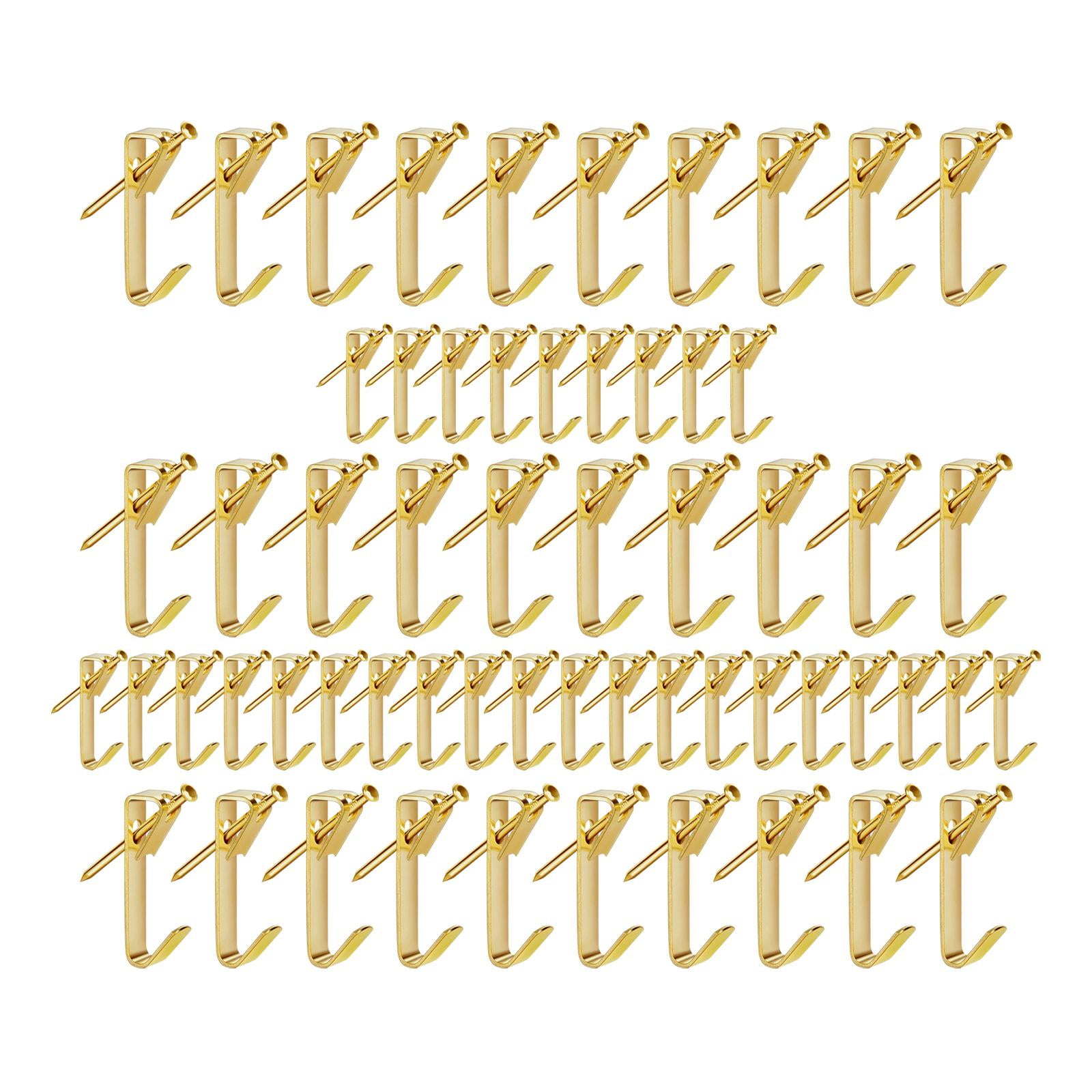Magideal - Juego De 120 Ganchos Para Colgar Cuadros, Ganchos Para Cuadros Estilo Tacón Alto Dorados, Ganchos Para Colgar Cuadros Para Espejos, Paredes De Tela