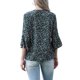 thumbnail image 3 of INSPIRE CHIC Manga 3/4 para blusas de mujer con cuello en V, blusas florales con mangas con volantes, túnicas casuales elegantes de verano, camisetas XS Negro, 3 of 6