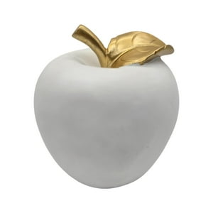Fliperex - Figura Adorno De Manzana Blanca Decorativa En Resina Moderna Blanco