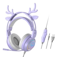 Bothyi - Auriculares Para Juegos Con Cable Con Micrófono Usb De 3,5 Mm Ligero Para Tableta Portátil Púrpura