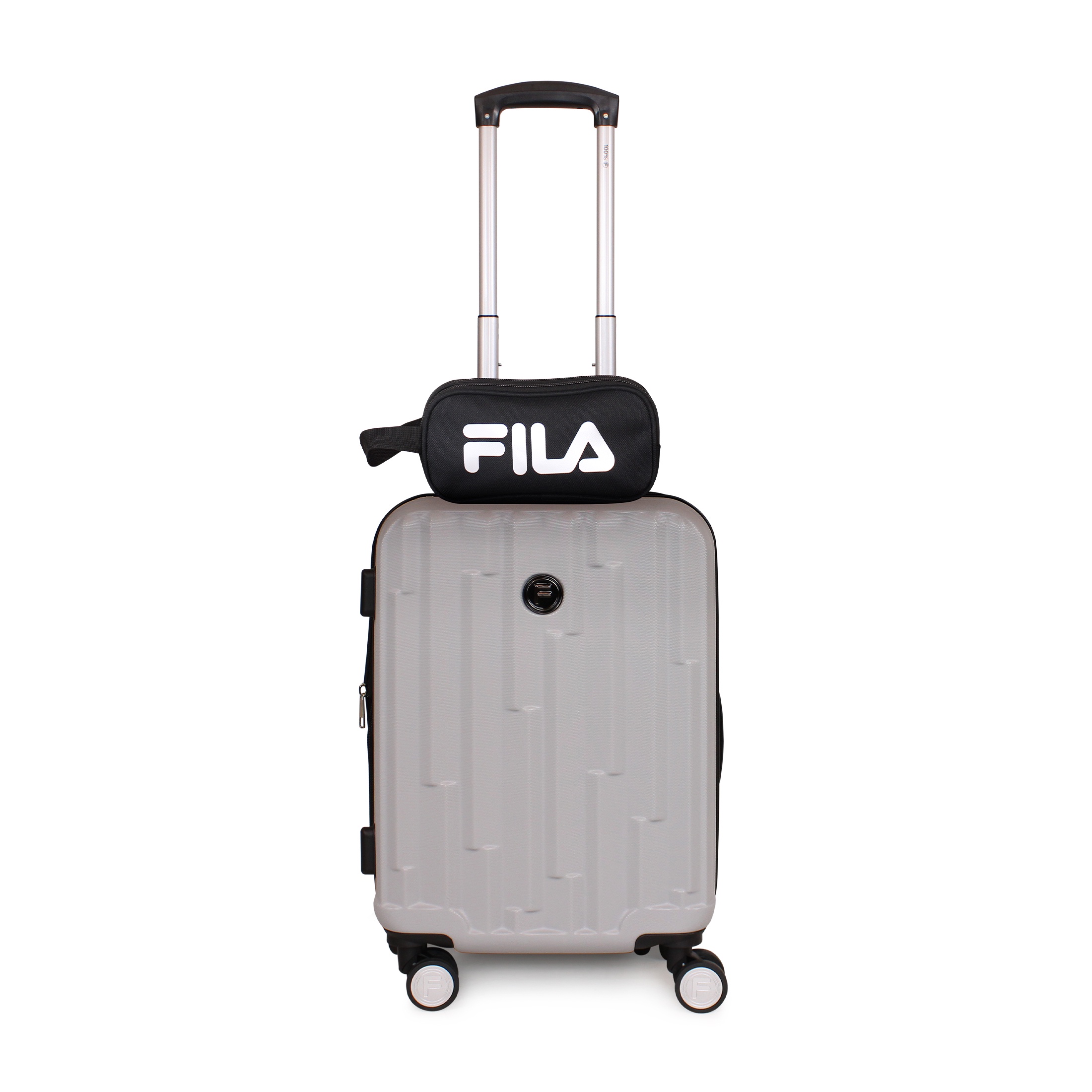 F - Fila - Pack Maleta Cabina S (10 Kg) Flip Gris + Neceser Spark Silver
