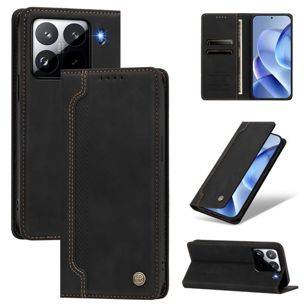 Funda Billetera para Xiaomi 15 Pro Imán y Resistente Negro