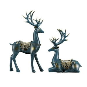 Genérico - 2 Uds Figuritas De Renos Estatuas De Ciervos De Resina Para Decoración Del Hogar Regalo Azul