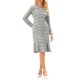 thumbnail image 2 of INSPIRE CHIC Vestido de Mujer Ajustado Sirena Tweed Manga Larga Elegante Cóctel Cola de Pescado 2XL Blanco, 2 of 5
