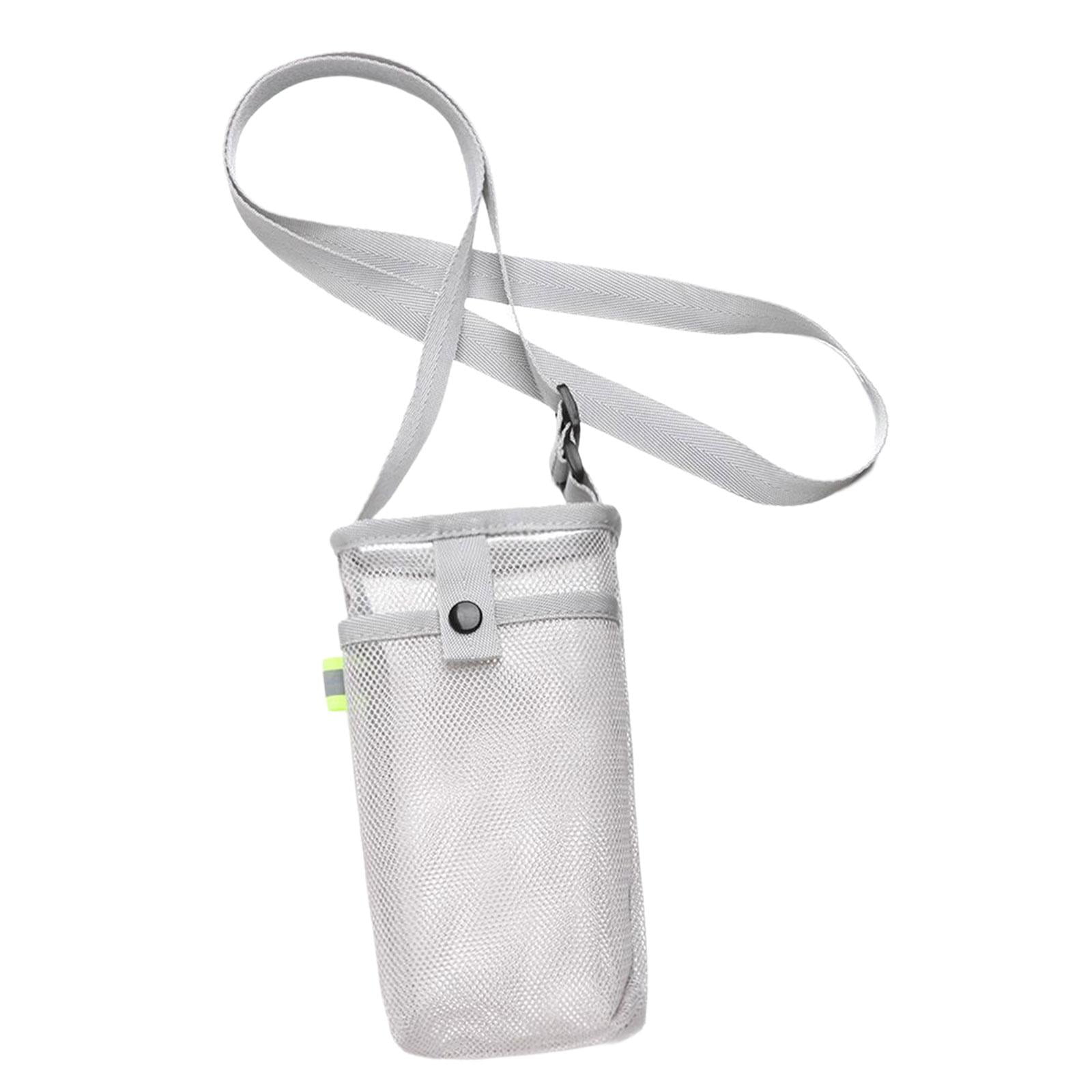 Magideal - Funda Deportiva Para Botella De Agua, Funda Para Teléfono Móvil, Nailon Con Correa, Funda Protectora, Funda Para Taza De Malla Con Correa Para Viajar, Gris