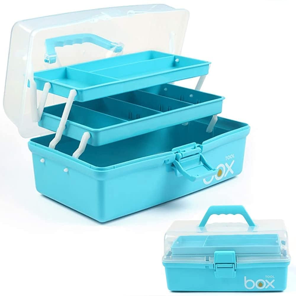 Caja Organizadora Tergoo De Tres Capas Con 2 Bandejas, Color Azul