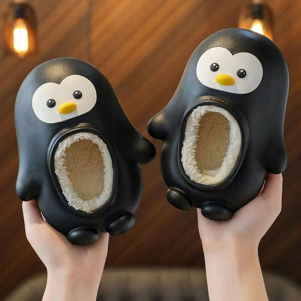 Kids Warm Waterproof Non-slip Cute Penguin Slippers Home Shoes Autumn Winter