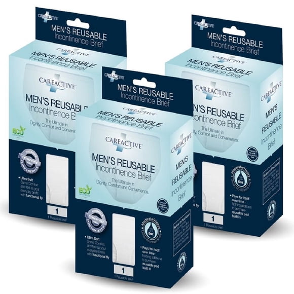 Calzoncillos para incontinencia CareActive para hombre, reutilizables, grandes, blancos