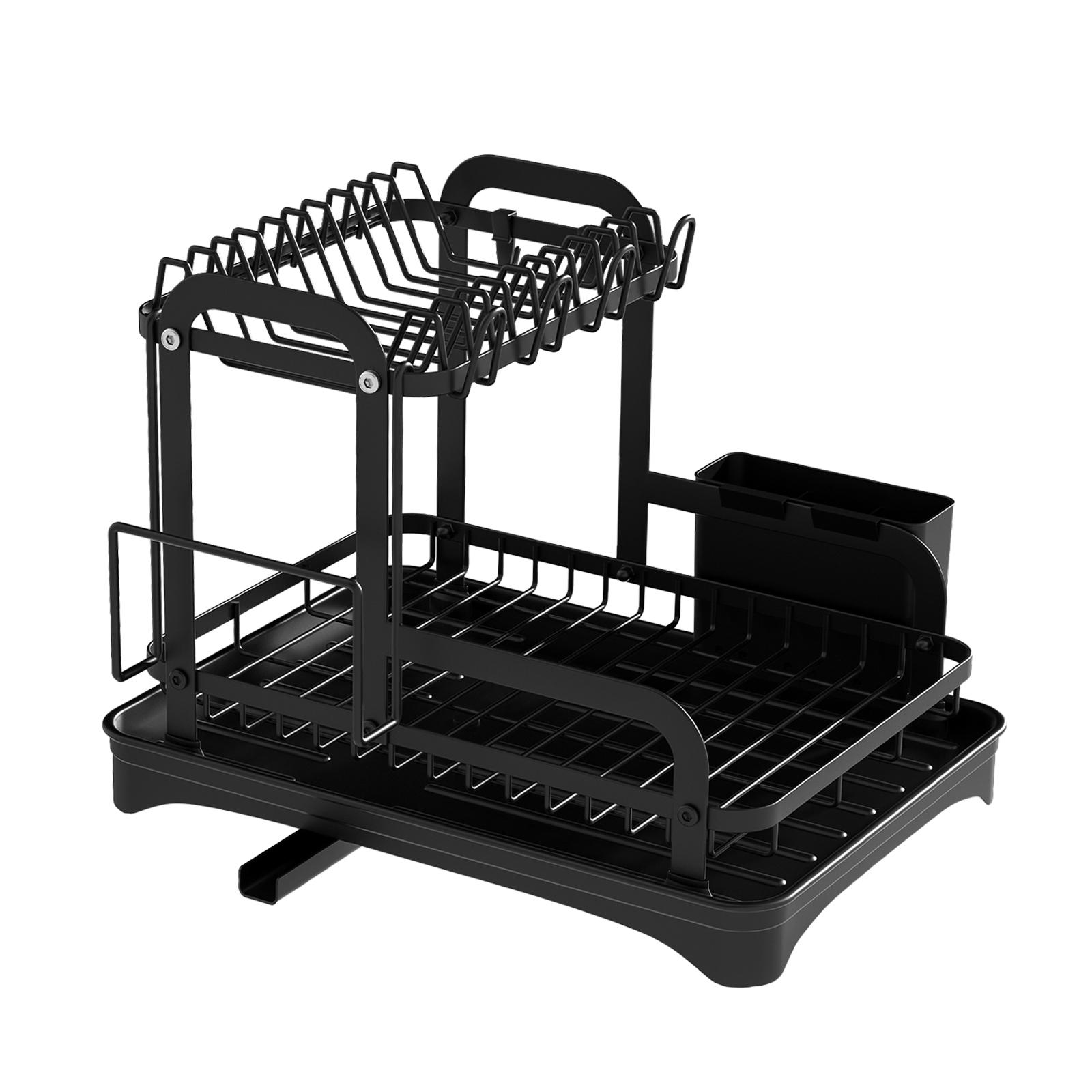 Bothyi - Rejilla Para Secar Platos Para Encimera De Cocina, Soporte Para Cubiertos De 2 Niveles, Bandeja Escurridora