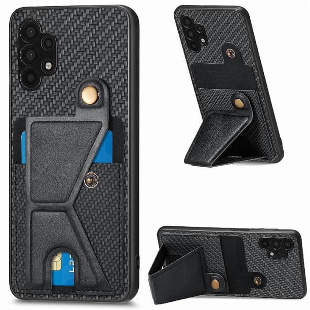 Funda Resistente para Samsung Galaxy A32 5G con Tarjetero y Soporte, Diseño Magnético Negro