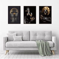 Genérico - Cuadros Decorativos Mujer Negra Pack X 3 Uds 35X50 Cm C/U