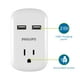 thumbnail image 2 of Extensor de enchufe Philips SPP1201WA/37 con 2 puertos USB de 2,1 A, color blanco, 2 of 3
