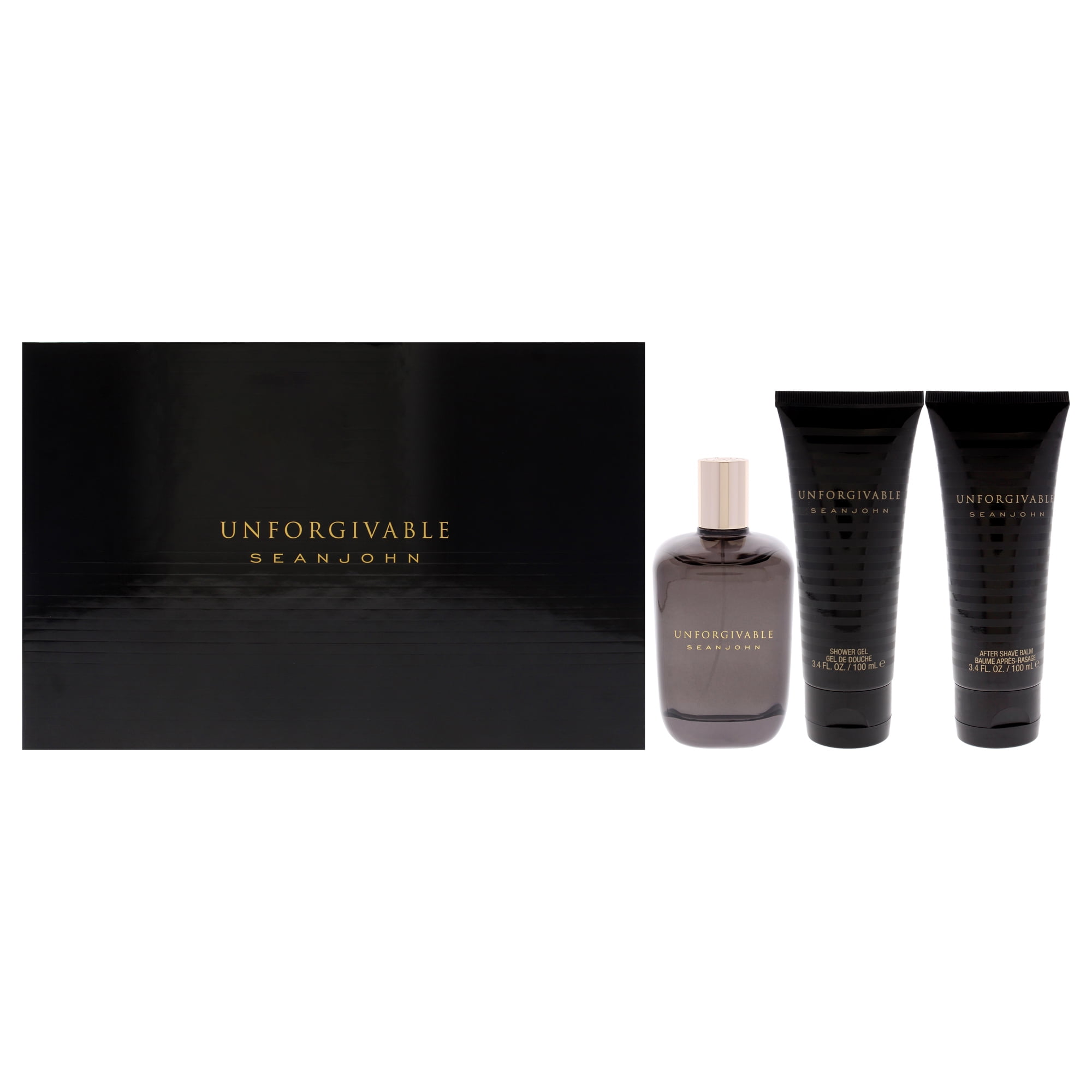 Imperdonable De Sean John Para Hombres: Set De Regalo Con Spray Edt, Gel De Ducha, Bálsamo Para Después Del Afeitado