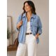 thumbnail image 1 of Chaqueta Mujer Cotelé Oversize Con Elástico Ajustable celeste Talla Única, 1 of 1
