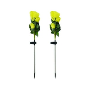 Importclick - Set 2 Flor Foco Solar Led Rosa 80 Cm Luz Blanca